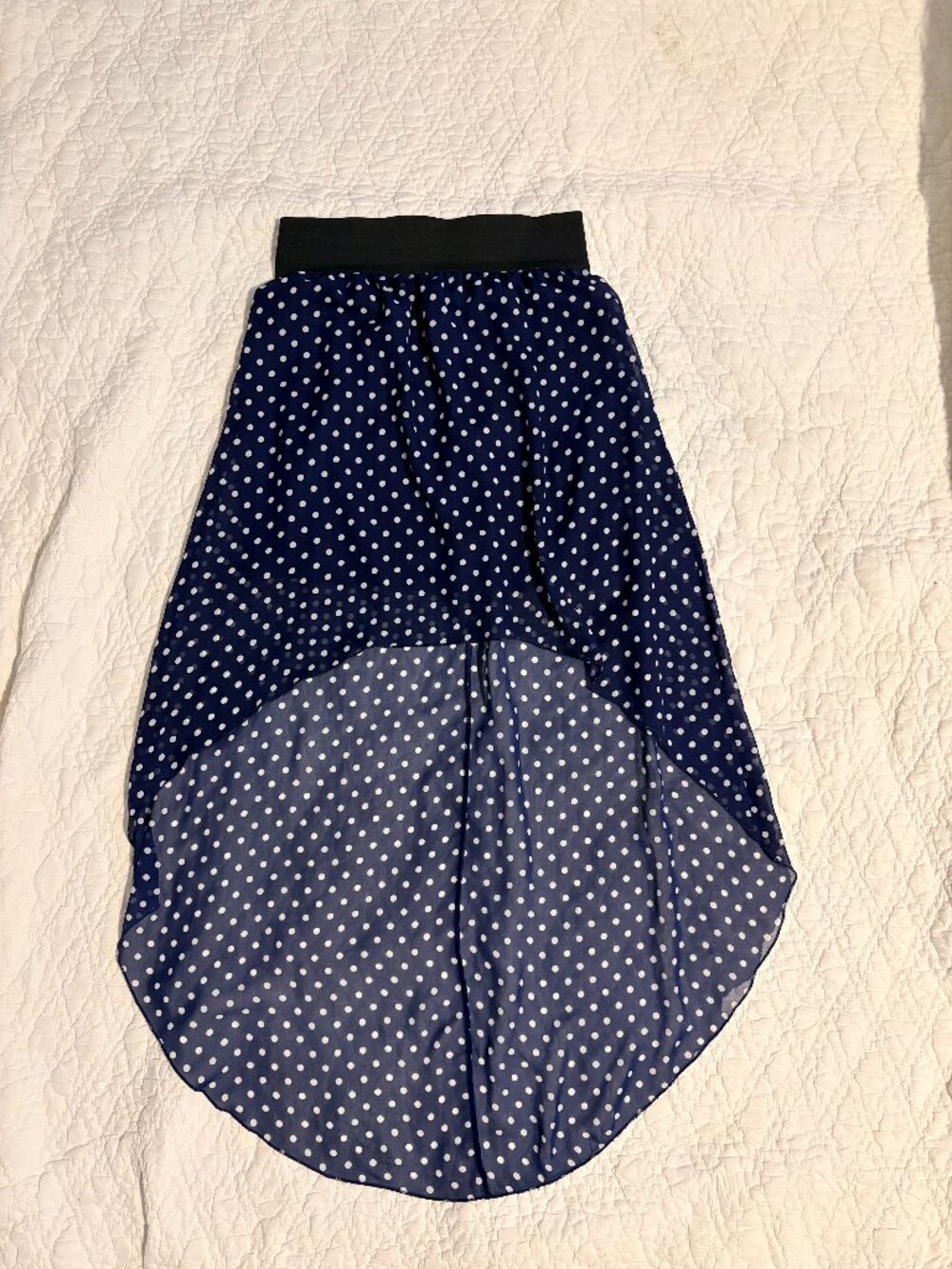 Navy Blue White Polka Dot High Low Skirt M Asymmetrical Retro Vintage Style